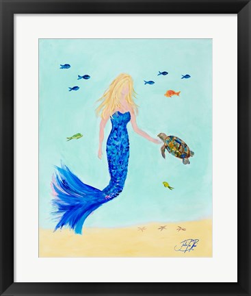 Framed Mermaid and Sea Turtle II Print