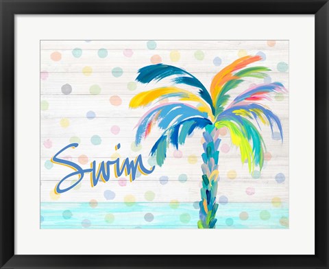 Framed Swim Near the Palm Tree Print