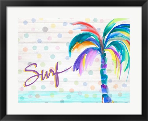 Framed Surf Near the Palm Tree Print