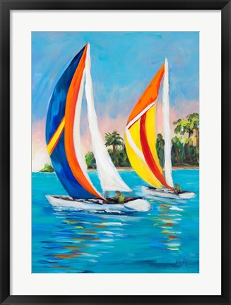 Framed Morning Sails Vertical I Print