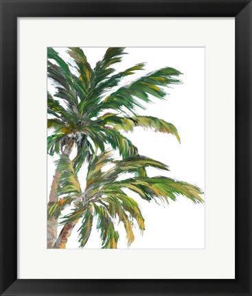 Framed Tropical Trees on White I Print