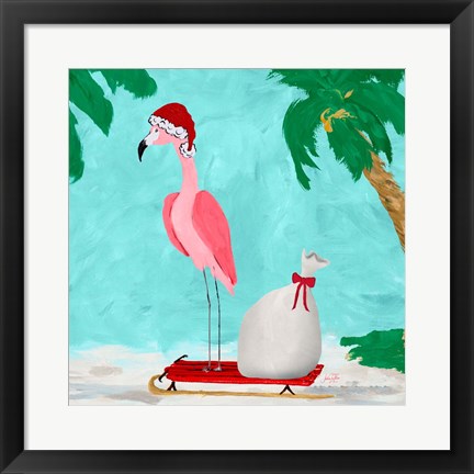 Framed Fa La La La Flamingo Holiday II Print