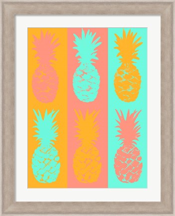 Framed Vibrant Striped Pineapples Print