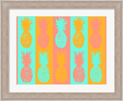 Framed Vibrant Pineapples Fiesta Print