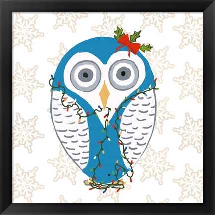 Framed Christmas Owl I Print