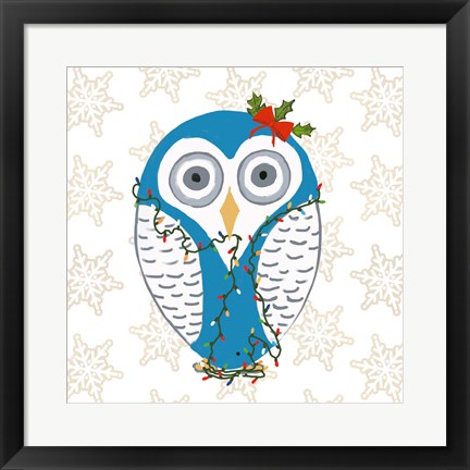 Framed Christmas Owl I Print