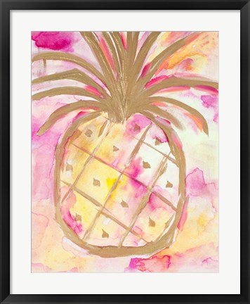 Framed Pink Gold Pineapple Print