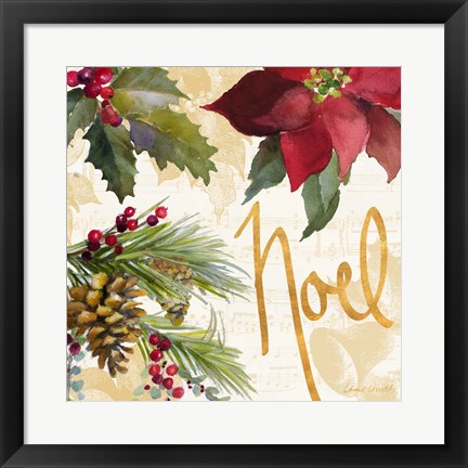 Framed Christmas Poinsettia III Print