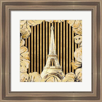 Framed Golden Paris I Print