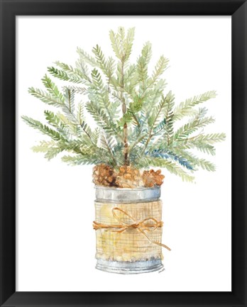 Framed Fir Tree with Burlap Print