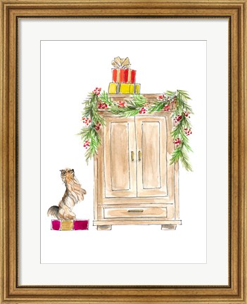 Framed Armoire Decorated with Garland Print