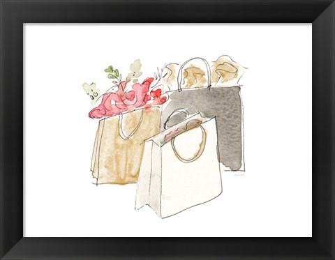 Framed Holiday Shopping Bags II Print