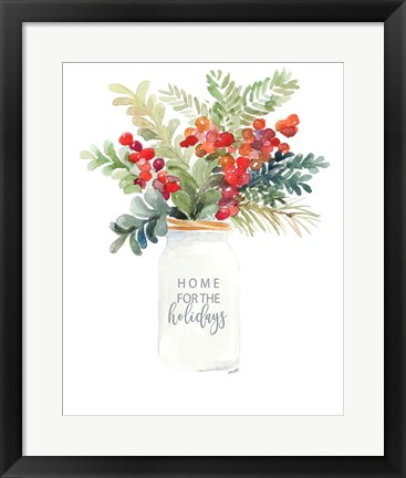 Framed Christmas Mason Jar Print