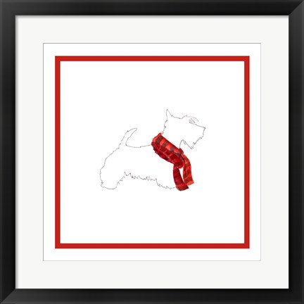 Framed Scotty Silhouette with Red Scarf Print