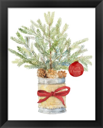 Framed Merry Christmas Fir Tree Print