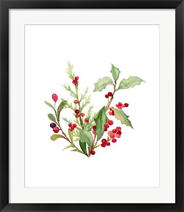 Framed Holly Branches I Print