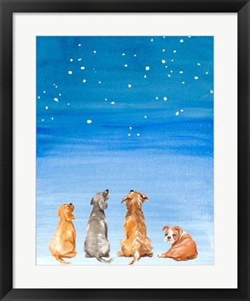 Framed Four Dogs Star Gazing Print