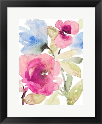 Framed Peaceful Florals I Print