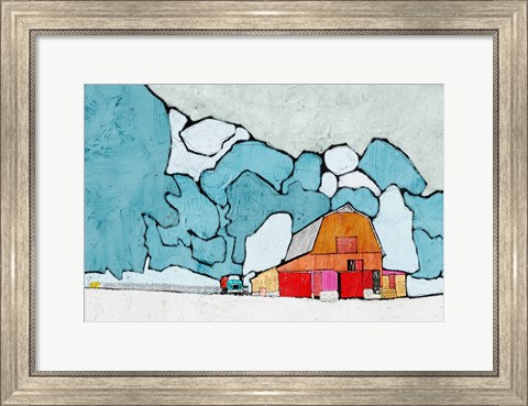 Framed Barn under Blue Skies Print