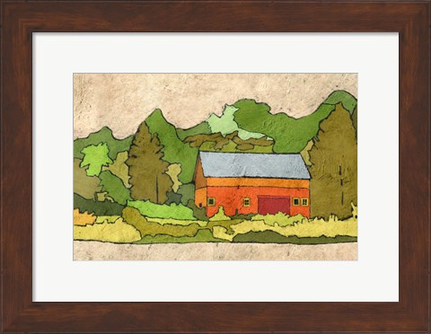 Framed Cabin in the Green Forest Print