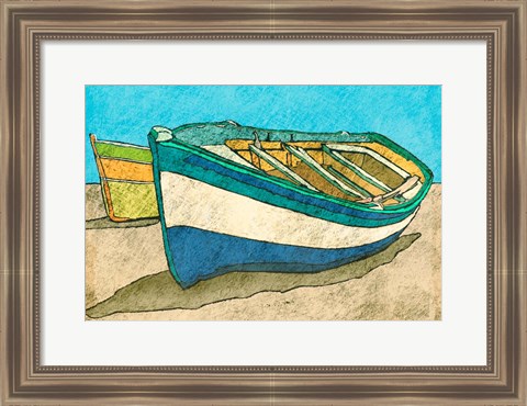 Framed Blue Rowboat Print