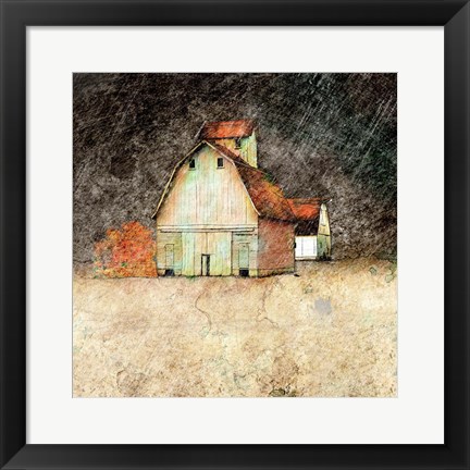 Framed Stormy Farm Evening Print