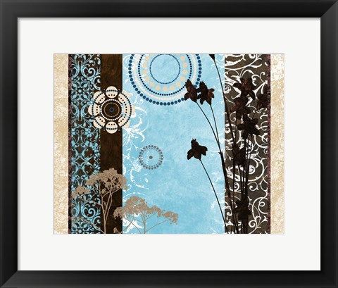 Framed Blue Santorini Garden I Print