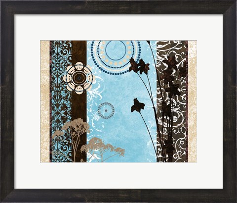 Framed Blue Santorini Garden I Print