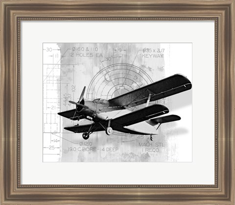 Framed Flight Plans BW II Print