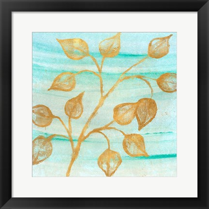 Framed Gold Moment of Nature on Teal I Print