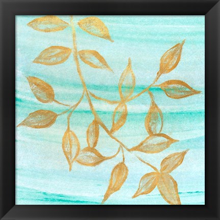 Framed Gold Moment of Nature on Teal II Print