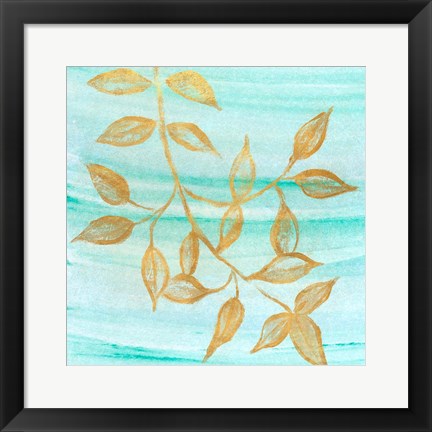 Framed Gold Moment of Nature on Teal II Print