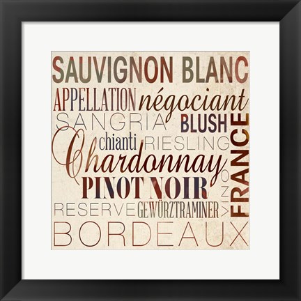 Framed Wine Words II Print