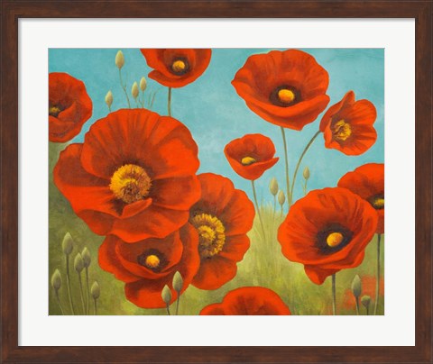 Framed Field of Poppies I Print