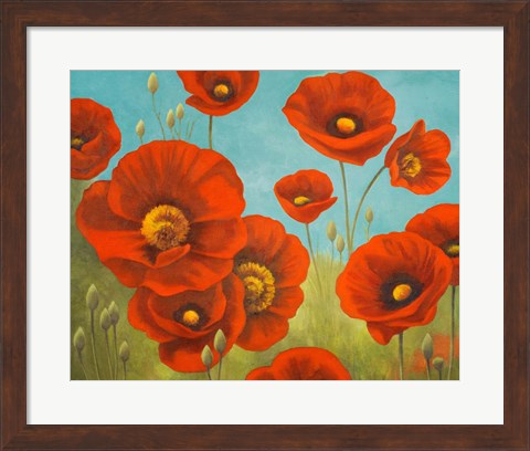 Framed Field of Poppies I Print