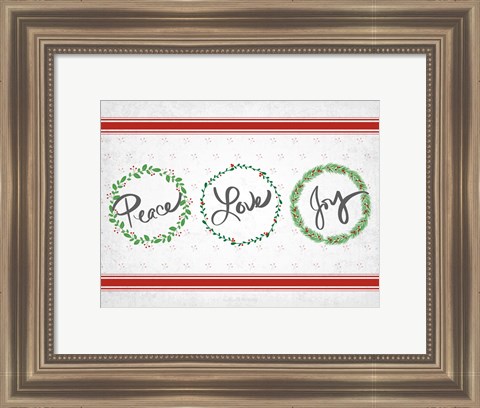 Framed Holly Wreath Trio Print