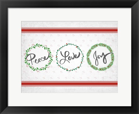 Framed Holly Wreath Trio Print