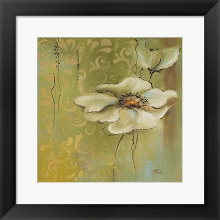 Framed Green Flowers II Print