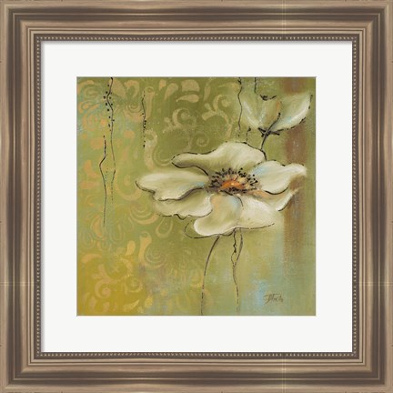 Framed Green Flowers II Print