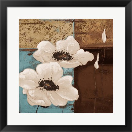 Framed White Poppies I Print