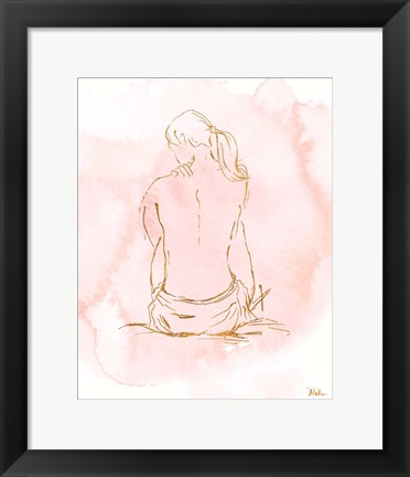 Framed Nude on Pink II Print