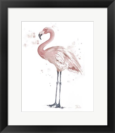 Framed Flamingo Stand I Print