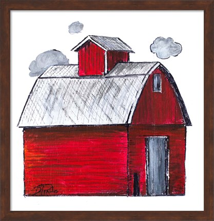 Framed Red Barn Print