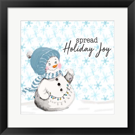 Framed Blue Whimsical Christmas IV Print