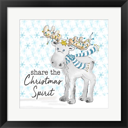 Framed Blue Whimsical Christmas II Print