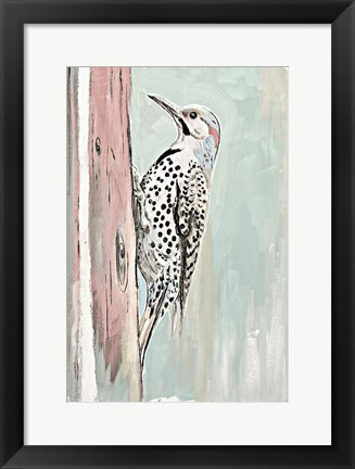 Framed Beige Woodpecker II Print