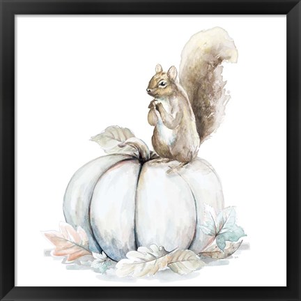 Framed Squirrel and Pumpkin II Print