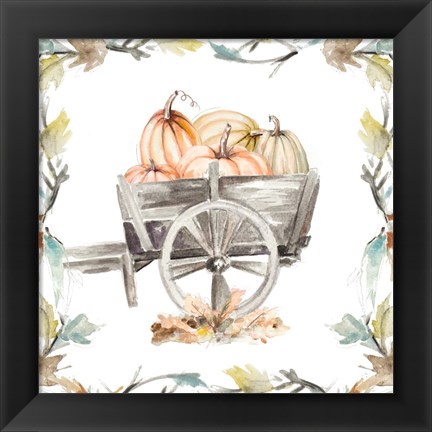 Framed Wood Cart Square with Branches Print