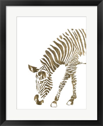 Framed Gold Zebra Print