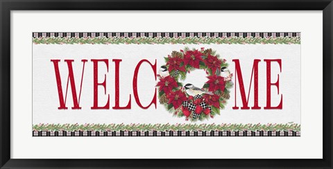 Framed Chickadee Christmas Red - Welcome Print